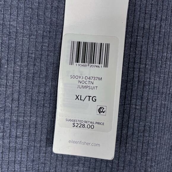 Eileen Fisher Cropped Jumpsuit Nocturne Gray Tencel Ribbed‎ Sleeveless Sz XL - Picture 8 of 11